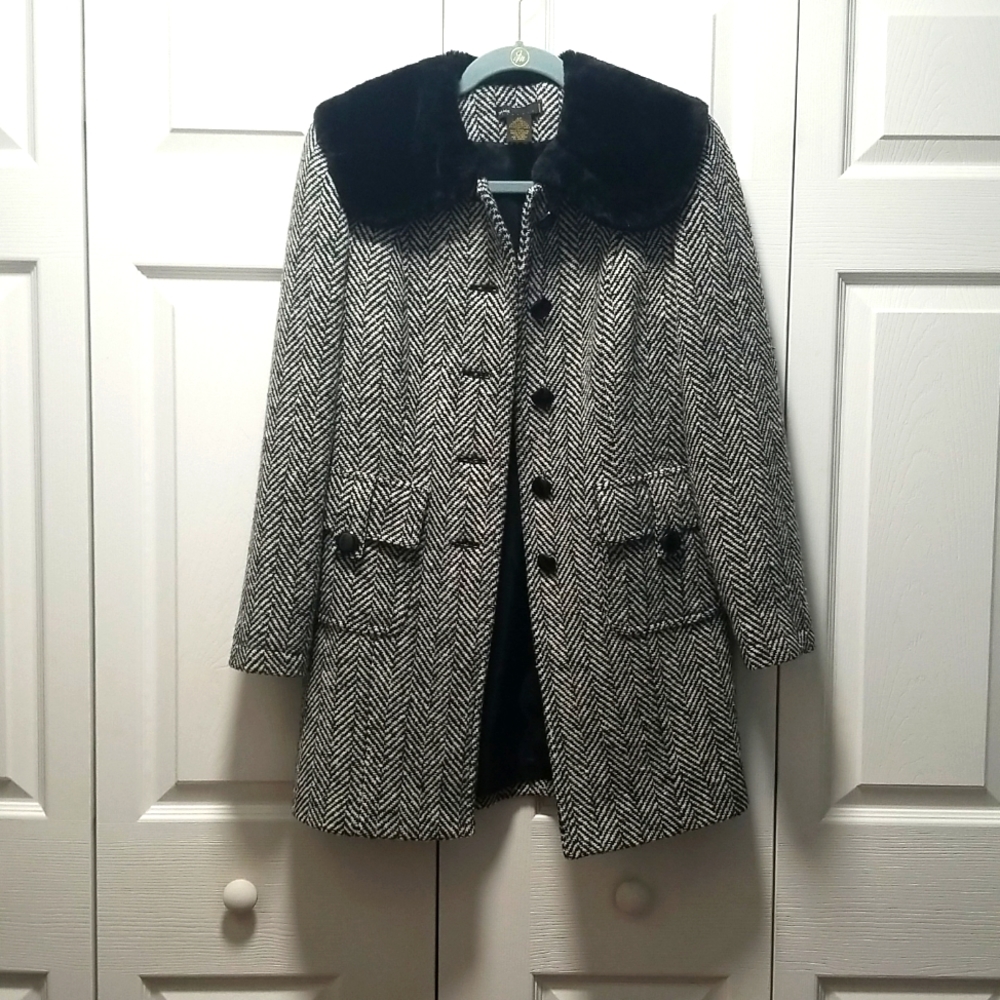 Grace Elements, Black & White Wool Herringbone Ja… - image 2